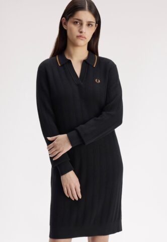 Fred Perry – Textured Knitted Black – Kleid – Schwarz – Small – 100% Baumwolle