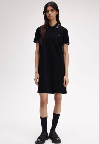 Fred Perry – Twin Tipped Black/Metallic Ultra Violet/Metallic Ultra Violet – Kleid – Schwarz – X-Small – 98% Baumwolle, 2% Elastan