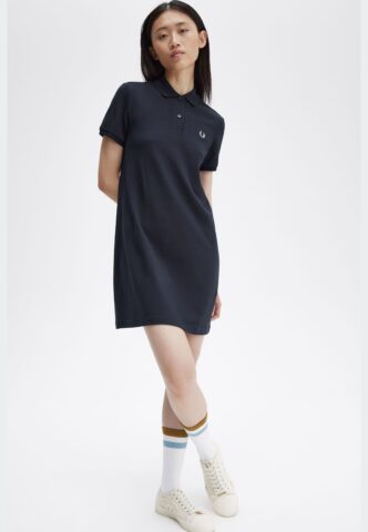 Fred Perry – Fred Perry Navy/Silky Peach – Kleid – Blau – Large – 98% Baumwolle, 2% Elastan