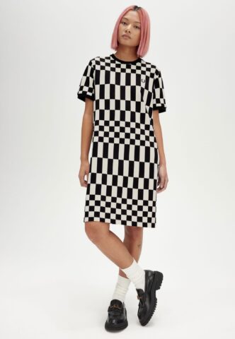 Fred Perry – Chequerboard Pqu Black – Kleid – Schwarz – XX-Small – 100% Baumwolle