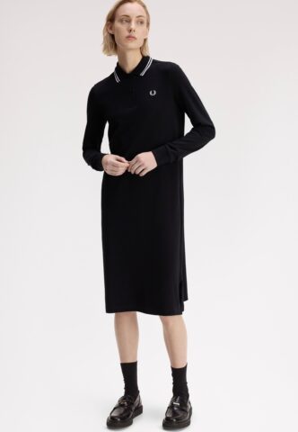 Fred Perry – Twin Tipped Black – Kleid – Schwarz – Large – 98% Baumwolle, 2% Elastan