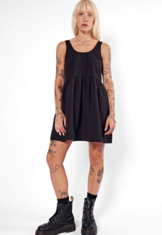 Mary Wyatt – Dahlia Smock – Kleid – Schwarz – XL – 60% Baumwolle, 40% Leinen