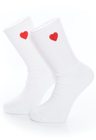 Dancitee – Heart Embroidery White – Socken – Weiß – Onesize – 80% Baumwolle, 15% Polyester, 5% Elastane