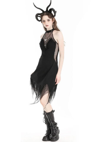 Dark In Love – Devil Sexy Net Deep V Neck Black – Kleid – Schwarz – XS – 85% Baumwolle, 15% Polyester