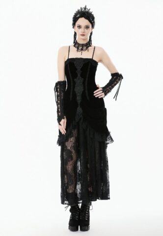 Dark In Love – Gothic Embroidered Bustier – Kleid – Schwarz – L – 100% Polyester