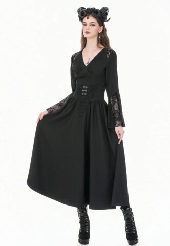 Dark In Love – Gothic High Waist Hollow Embroidery – Rock – Schwarz – XS – 90% Nylon, 10% Elastan