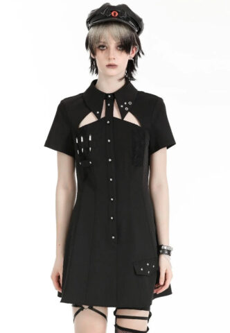 Dark In Love – Military Gothic Black – Kleid – Schwarz – L – gid://shopify/Metaobject/72785363181
