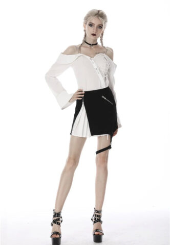 Dark In Love – Punk Black With Whiteite In Side Irregular Black/White – Rock – Schwarz – XXL – 72% Baumwolle, 23% Nylon, 5% Elastan