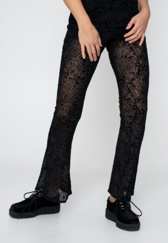 Dark Moon – Kat Burnout Velvet – Hose – Schwarz – S – 75% Polyester, 13% Nylon, 12% Elastan