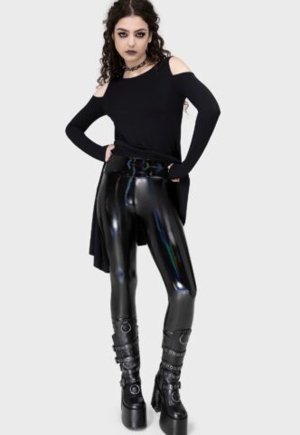 Killstar – Darkwaves & Raves – Leggings – Schwarz – XXL – 95% Polyester, 5% Elastan