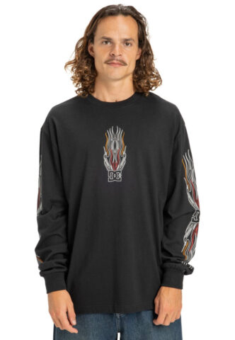 DC – Burn Out Black – Longsleeve – Schwarz – L – 100% Baumwolle