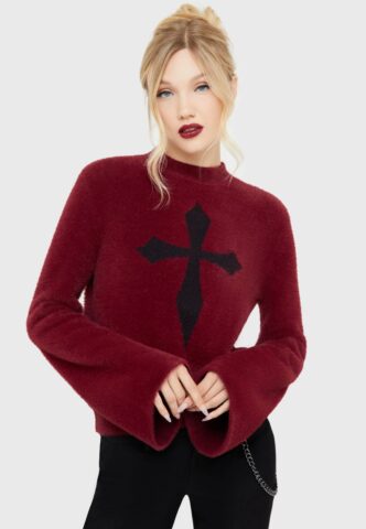 Killstar – Dead Romantic Red – Pullover – Rot – XL – 70% Polyester, 27% Viskose, 3% Elastan