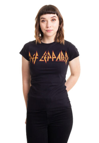 Def Leppard – Distressed Logo – Girly – Schwarz – L – 100% Baumwolle