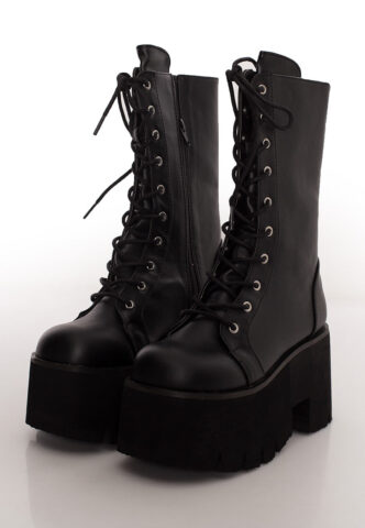 DemoniaCult – Ashes 105 Chunky Heel Black – Girl Schuhe – Schwarz – EU 37 – Synthetic/Textile/Gummi
