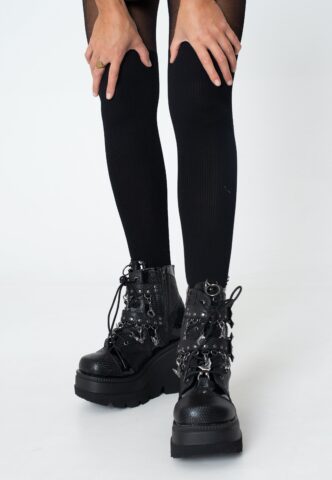 DemoniaCult – Shaker 66 Black Vegan Leather – Girl Schuhe – Schwarz – EU 40 – Synthetic/Textile/Gummi