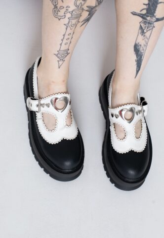DemoniaCult – Slacker 23 Black/White Vegan Leather – Girl Sandalen – Schwarz – EU 36 – Synthetic/Textile/Gummi