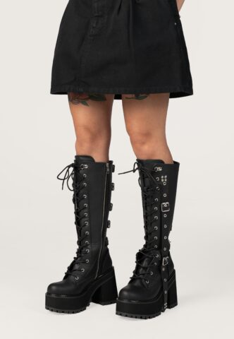 DemoniaCult – ASSAULT-218 Lace-Up Black – Girl Schuhe – Schwarz – EU 38 – Synthetic/Textile/Gummi