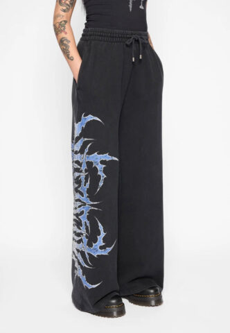 Mary Wyatt – Descent Wide Leg Black – Jogginghose – Schwarz – L – 100% Baumwolle