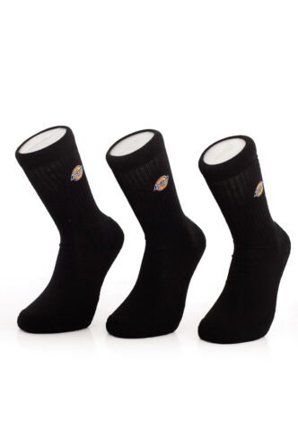 Dickies – Valley Grove Pack of 3 Embroided Black – Socken – Schwarz – XS/S – 77% Baumwolle, 16% Polyester, 4% Elastan, 3% Polyamid