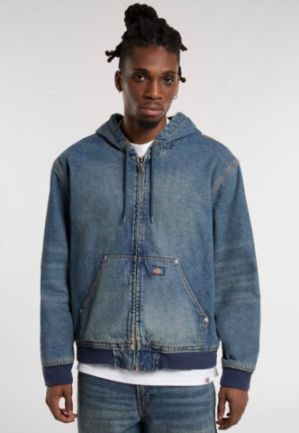 Dickies – Hilham Hooded Khaki Tinted Blue – Jeansjacke – Blau – S – 100% Baumwolle