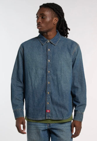Dickies – Lightweight Denim Khaki Tinted Blue – Hemd – Blau – L – 100% Baumwolle