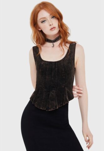 Killstar – Dreadmire Corset – Oberteil – Schwarz – XS – 100% Baumwolle