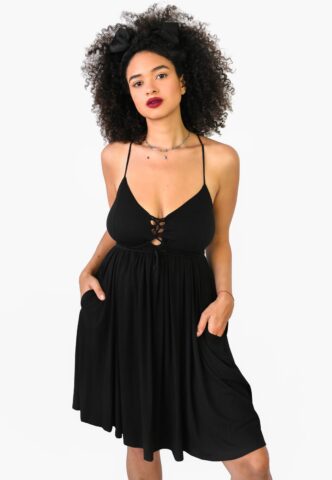 Foxblood – Lollirot Babydoll Black – Kleid – Schwarz – XS – 91% Modal, 9% Elastan