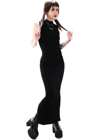 Foxblood – Claire High Neck Maxi Black – Kleid – Schwarz – XL – 95 % Viskose, 5 % Elastan