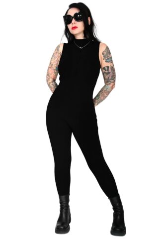 Foxblood – Signature High Neck Black – Jumpsuit – Schwarz – XXL – 95% Baumwolle, 5% Elastan