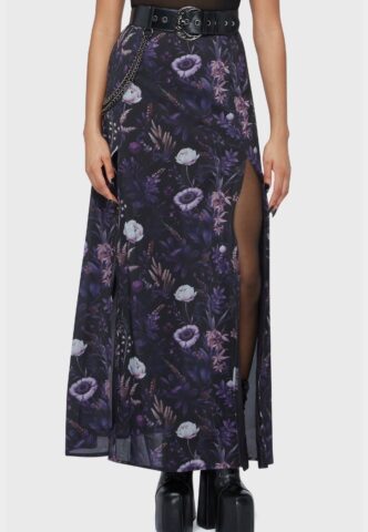 Killstar – Dusk’s Garden Maxi Black/Purple – Rock – Schwarz – S – 98% Polyester, 2% Elastan