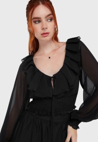 Killstar – Duskwillow Black – Bluse – Schwarz – XXL – 100% Polyester