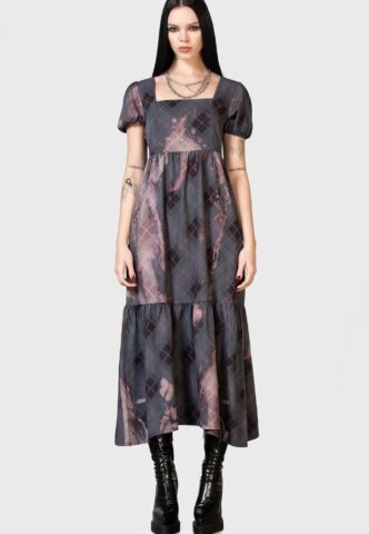 Killstar – Effina’s Ruin Midi Black/Bleach – Kleid – Schwarz – L – 95% Polyester, 5% Elastan