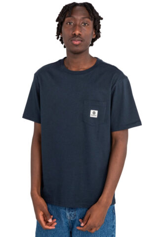 Element – Basic Pocket Label Eclipse Navy – T-Shirt – Blau – S – 100% Bio-Baumwolle