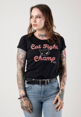 Emily The Strange – Cat Fight Champ – Girly – Schwarz – XL – 100% Baumwolle