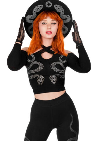 Restyle – Cathedral Snake Black – Oberteil – Schwarz – XXS – 35% Viskose, 35% Polyester, 30% Nylon
