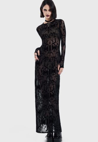 Killstar x Motionless In White – Eternally Yours Flocked Maxi Multi – Kleid