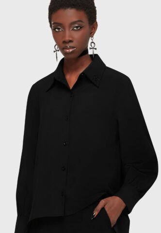 Killstar x Kihilist – Eriska Black – Hemd – Schwarz – S – 98% Polyester, 2% Elastan
