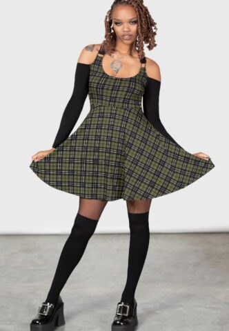 Killstar – Estine Skater Green – Kleid – Grün – S – 95 % Viskose, 5 % Elastan