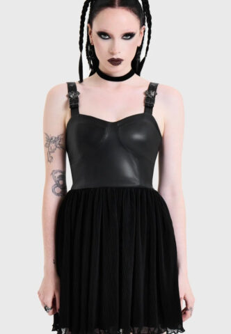 Killstar – Estria Hex Cupped Mini Black – Kleid – Schwarz – S – 100% Polyurethan
