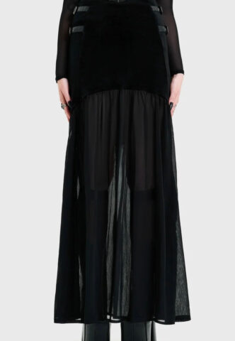 Killstar – Estria Hex Chiffon Maxi Black – Rock – Schwarz – S – 100% Polyester