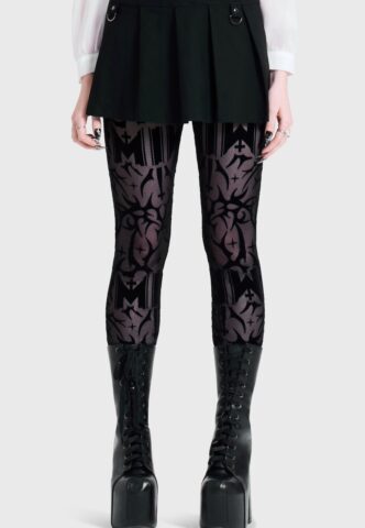 Killstar x Motionless In White – Eternally Yours Flocked Mesh Multi – Leggings