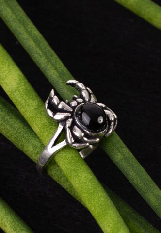 etNox – Black Spider – Ring – Grau – 62 mm – 925 Sterling Silber