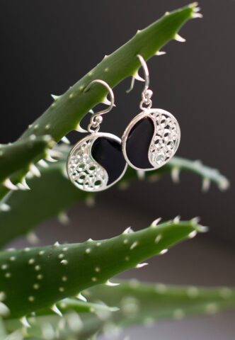 etNox – Yin Yang Silver – Ohrringe – Grau – Onesize – 925 Sterling Silber