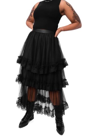 Foxblood – Evelyn Maxi Black – Rock – Schwarz – XL – 100% Polyester