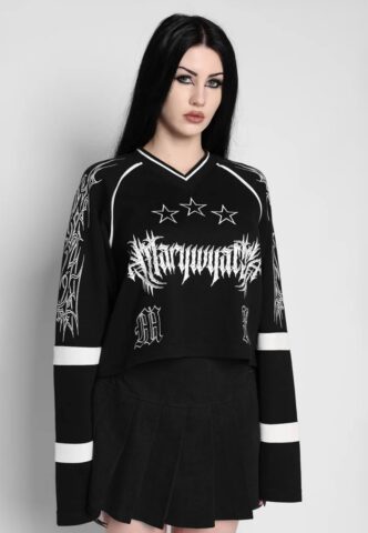 Mary Wyatt – Exile Cropped Hockey – Longsleeve – Schwarz – Large – 65% Baumwolle, 35% Polyester