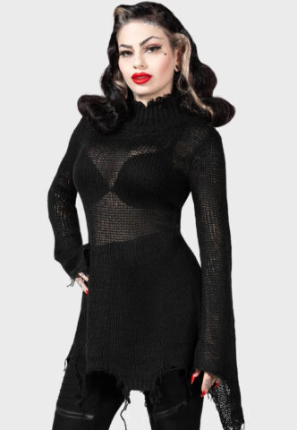 Killstar – Faylinn Black – Pullover – Schwarz – M – 100% Polyacryl