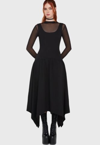 Killstar – Forsaken Grove Black/Scuba – Kleid – Schwarz – L – 92% Polyester, 8% Elasthan