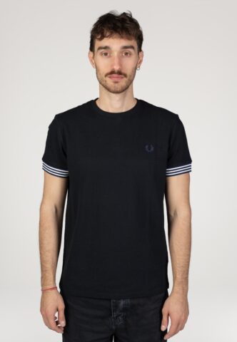 Fred Perry – Striped Cuff Black – T-Shirt – Schwarz – XL – 100% Baumwolle