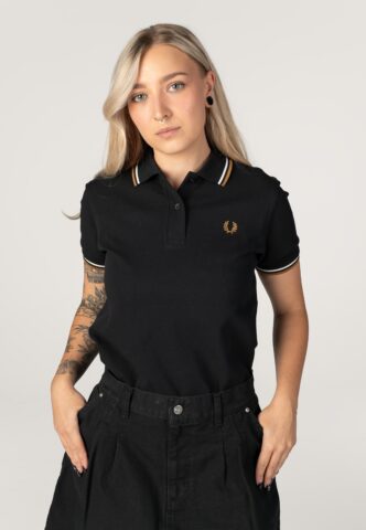 Fred Perry – Twin Tipped Black/Ecru/Dark Caramel – Polo – Schwarz – Large – 100% Baumwolle