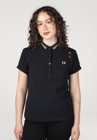 Fred Perry x Amy Winehouse – Tipped Black – Polo – Schwarz – Small – 100% Baumwolle